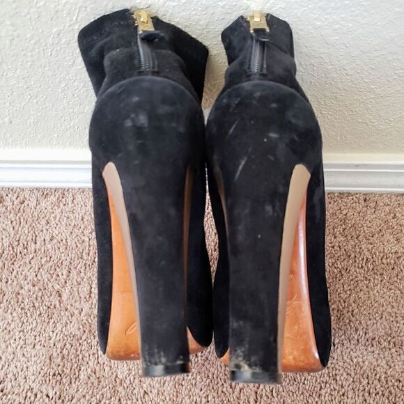 Brian Atwood suede black heeled boots 9 - Picture 4 of 9